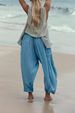 2026 European And American Women's Clothing Elastic Waist Pleated High Waist Wide Leg Pants Loose Casual Cotton And Linen Trousers_ecoleips.com