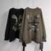 Women's Clothing New Cartoon Embroidered Letters Camouflage Rabbit Long Sleeved Sweater Female Round Neck Top_ecoleips.com