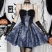 CF24328 Women's Autumn Short Skirt Sexy Slim Fit Two Tone Jacquard Suspender Dress Dark Style Halloween New Arrival_ecoleips.com
