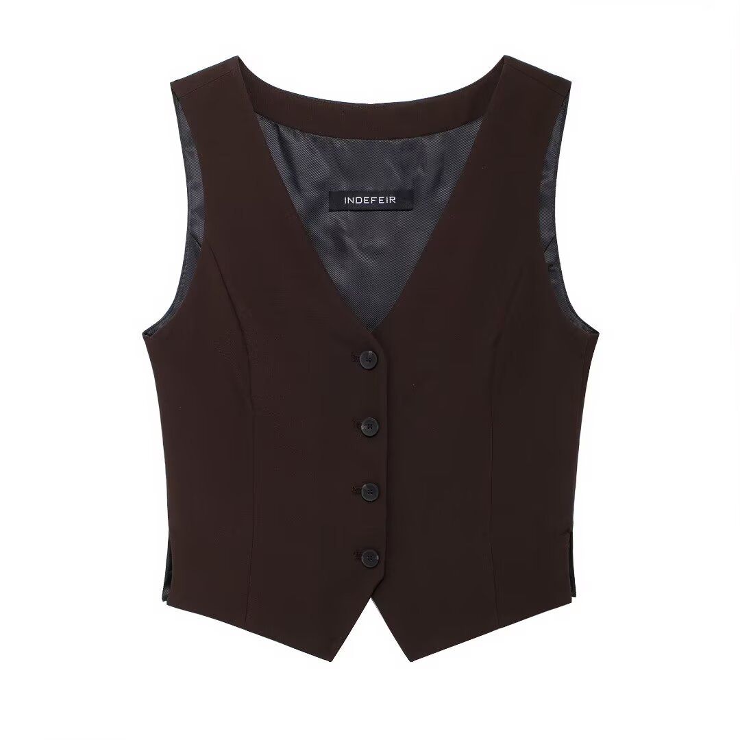 Street Chic Side-Slit Vest & Pleated Lounge Pants Set – Breathable Polyester, 3D Graphic, Trendy Two-Piece Outfit_ecoleips.com