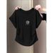 Women's Cotton Short Sleeve T-Shirt – Slim Fit, Wrinkle-Design, Summer Casual Top With Shoulder Seam Detail_ecoleips.com