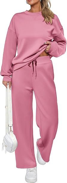 Cozy Winter Lounge Set – Long-Sleeve Knit Top & Tied-Waist Wide-Leg Pants (S-5XL, 4 Colors, Stretchy Polyester-Spandex Blend)_ecoleips.com