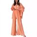 Women’s Clothing women's autumn new style pleated bell bottom pants single breasted pleated home clothes drape two piece suit_ecoleips.com
