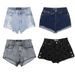 Hand-Painted Cross Floral Denim Shorts High Waist Vintage Distressed Cotton Hot Pants For Women Streetwear Fashion_ecoleips.com