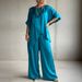 Summer Women's Satin Two-Piece Set Round Neck Loose Fit Casual Irregular Hem Fashion_ecoleips.com