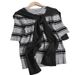 Korean Style Striped Knit Sweater Set - Contrast Color Short Sleeve Top & Shawl_ecoleips.com
