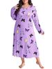 Aria Basics Aria Basics 2024 European And American Plus Size Women's Sleeve Butterfly Heart Leopard Print Off-Shoulder Long Nightgown Dress_ecoleips.com