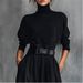 Women's Autumn/Winter Solid Color Turtleneck Top Wide Leg Pants Two Piece Set with Belt Independent Website Exclusive_ecoleips.com