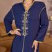 A810 Navy Blue Fashion Handmade Beaded Pleated Dress For Women_ecoleips.com