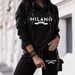 Women's Casual Comfort Hooded Letter Print Two Piece Set Spring Autumn Long Sleeved Fashion_ecoleips.com