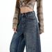 2026 Spring New Style Women's High-Waisted Loose-Fit Curved-Cut Wide-Leg Straight-Leg Floor-Length Jeans With Adjustable_ecoleips.com