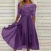 Women's Clothing Splicing Lace Hollow Long Skirt Bridesmaid Evening Dress_ecoleips.com