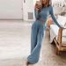 Women's Solid Color Knitted Two Piece Set Casual Autumn/Winter Home Wear Comfortable Fashion_ecoleips.com