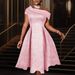 Women's Clothing New Contrast Color Oblique Shoulder Dress Banquet Dinner Dress Dress_ecoleips.com