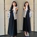 Autumn New Korean Fashion Cardigan + Strap 2-Piece Maternity Dress_ecoleips.com