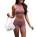 Y2k Sporty Two-Piece Set – Cropped Workout Top & High-Waist Shorts (Dusty Pink, S-Xl) Sweat-Wicking Magic_ecoleips.com