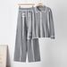 Elegant Knitted Set for Women European American Style Lapel High End Fashion Cardigan Trendy Two Piece Autumn Winter Commuting Clothing_ecoleips.com