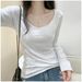 ng2510292 White Bamboo Cotton Long-sleeve T-shirt Women, Suitable For Early Spring And Autumn, Korean Style, Can Be Worn As An_ecoleips.com