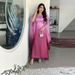 Modest Muslim Fashion Gradient Satin One Size Loose Robe Dress_ecoleips.com