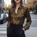 Women’s Leopard Print Blouse – Stylish Long-Sleeve Shirt For Work & Weekend, Breathable Polyester (S-XL, Grey/Brown/Blue/Animal Print)_ecoleips.com