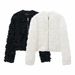 Women's Clothing Autumn Flower Decoration Loose Casual Jacket_ecoleips.com