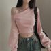 American-style Spicy Girl Waist-cinching Off-shoulder Sweatshirt For Women, Spring And Autumn Thin Korean Version Loose_ecoleips.com