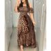 2025 Women's Butterfly Leopard Print Off-Shoulder Waist-Cinching Flared Evening Dress With Ruffled Sleeves_ecoleips.com