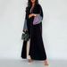 Women's Clothing Elegant Arabian Color-Block Maxi Cardigan Dress – Modest Long Robe With Contrast Panels (S-XL, Polyester Blend, Loose Fit)_ecoleips.com