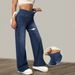 Women's Slim Fit Straight Leg Jeans Elastic Waistband Stretch Casual Denim Fashion_ecoleips.com