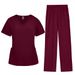 Women’s Clothing Meoexin Plus Size Washing Clothes Thin Quick Drying V Neck Straight Pants Female Nurse Uniform Nurse Uniform_ecoleips.com