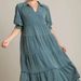 2025 New Fashion Comfortable Mid-Sleeve V-Neck Layered Dress For Women_ecoleips.com