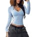Women's Ribbed Knit Sweater – Slim Fit V-Neck Long Sleeve Top (Stretchy Polyester Blend, Soft Layering Essential, Fall/Winter Fashion)_ecoleips.com