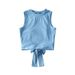 Women's Clothing Sexy Big Backless Short Vest T Shirt Female Summer Round Neck Back Bow Tie Hollow Short_ecoleips.com