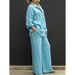 Women's Collared Shirt Set Button Down Solid Color Loose Casual Wear New Style_ecoleips.com
