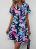 Summer New Casual Print Short-sleeve Dress Lapel Button Shirt Dress Fashion Elegant Holiday Office Party Dresses Robe Femme_ecoleips.com