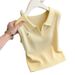 Preppy Style Women's Sleeveless Knit T-Shirt Slimming Elegant Shoulder Collared Top Summer New Arrival_ecoleips.com