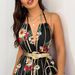 Women's Clothing Halter Neck Strap Backless V Neck Jumpsuit Shorts_ecoleips.com