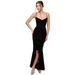 Summer Floral Lace Trim Slip Dress High-Low Hem Long Dress with Adjustable Straps for Women Sexy Style_ecoleips.com