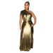 Women's Clothing Fashion Slant Collar Sleeveless Slim Pleated Dress_ecoleips.com