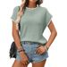 Crochet Lace Short Sleeve Summer Knit Top For Women, Y2K Retro Round Neck Blouse, Breathable Casual Chic_ecoleips.com
