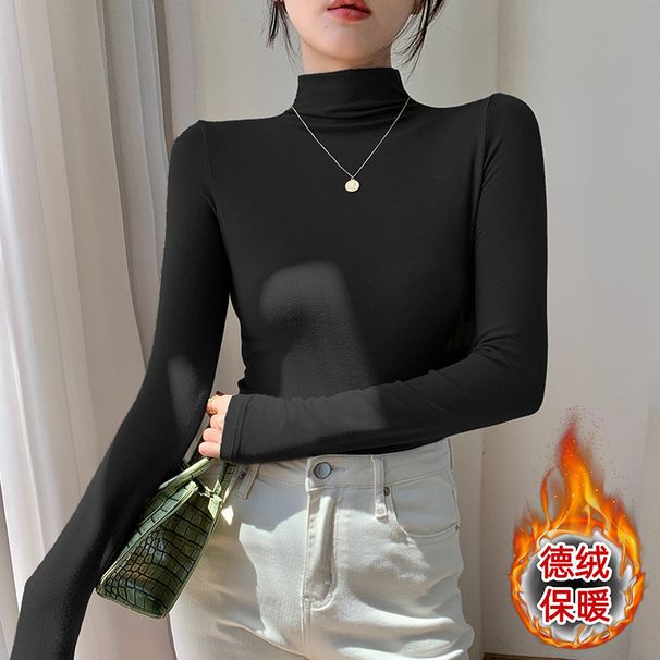 A Half-High-Necked Base Shirt That Helps Slim The Figure During Autumn And Winter; Paired With A Warm, Long-Sleeved Poly_ecoleips.com