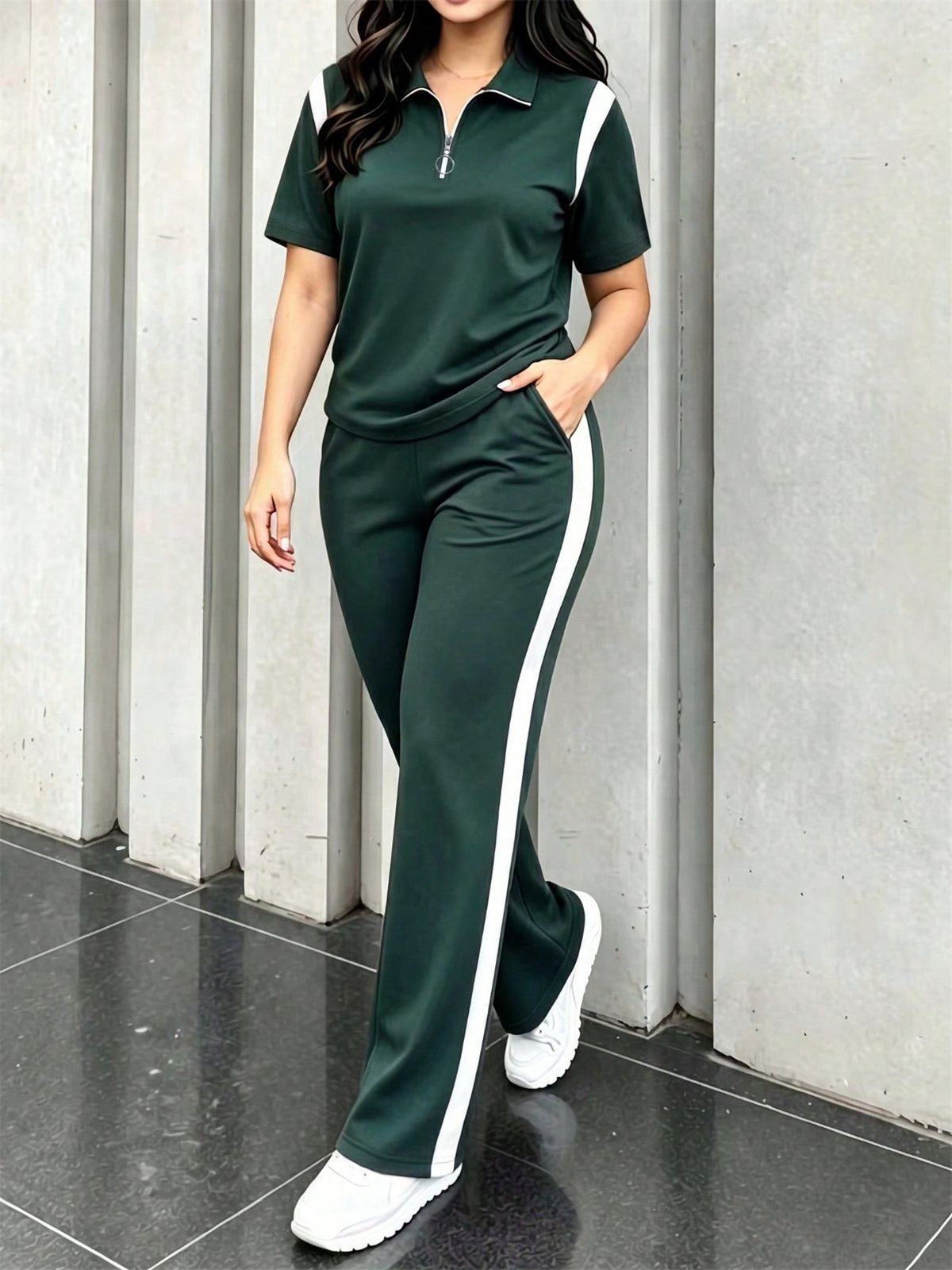 Women's Short Sleeve Two Piece Set Casual Summer Outfit Trendy Matching Top And Shorts_ecoleips.com