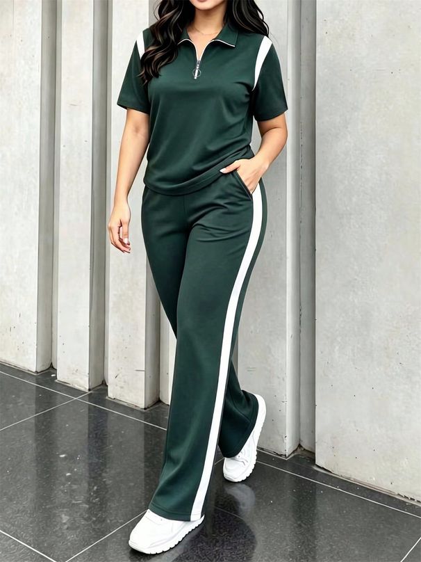 Women's Short Sleeve Two Piece Set Casual Summer Outfit Trendy Matching Top And Shorts_ecoleips.com