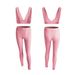 2025 Spring Summer Women's New V-neck Sports Yoga Cotton Solid Color Two-piece Set_ecoleips.com