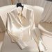 Women's Clothing New Light Luxury High End Super Good Looking Shirt French Acetate Satin Top_ecoleips.com
