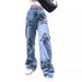 Women's Clothing supply printed slim simple jeans for women_ecoleips.com