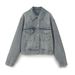 Women's Classic Denim Jacket – Versatile Long Sleeve Coat For Casual & Office Wear (XS/S/M/L, Grey)_ecoleips.com