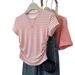 Women's European American Style Striped Short Sleeve Summer Top Slim Fit T-Shirt Outerwear Casual Fashion_ecoleips.com