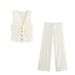 Women's Clothing Women's Textured Single Breasted Vest Vest High Waist Straight Trousers Casual Suit_ecoleips.com
