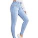 Women’s Slim Fit Stretch Jeans - Classic Sky Blue Skinny Denim Pants, Comfortable High Elasticity Casual Trousers For Daily Wear_ecoleips.com